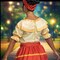Women’s Deluxe Dolores Madrigal Costume Ankle Length Dress Bow Headpiece